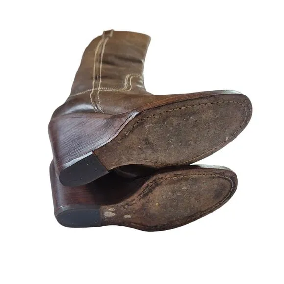 Frye Caroline Campus Leather Wedge Women's Boots Size 8