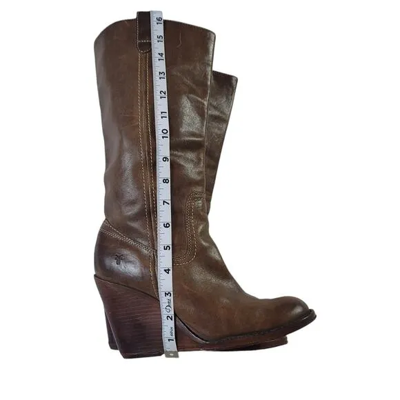 Frye Caroline Campus Leather Wedge Women's Boots Size 8