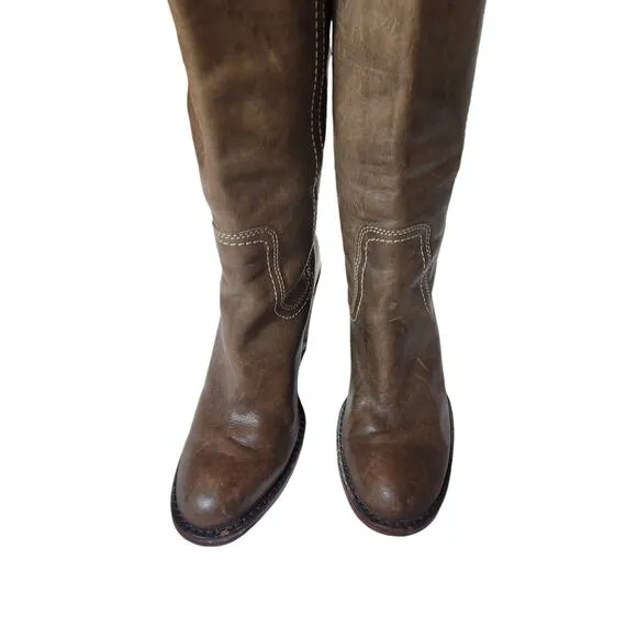 Frye Caroline Campus Leather Wedge Women's Boots Size 8