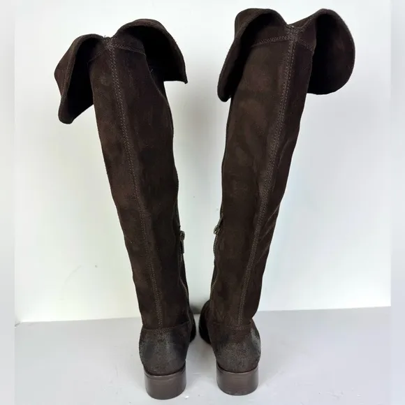 FRYE Chocolate Brown Melissa Over the Knee Suede Boots Size 6 B NEW