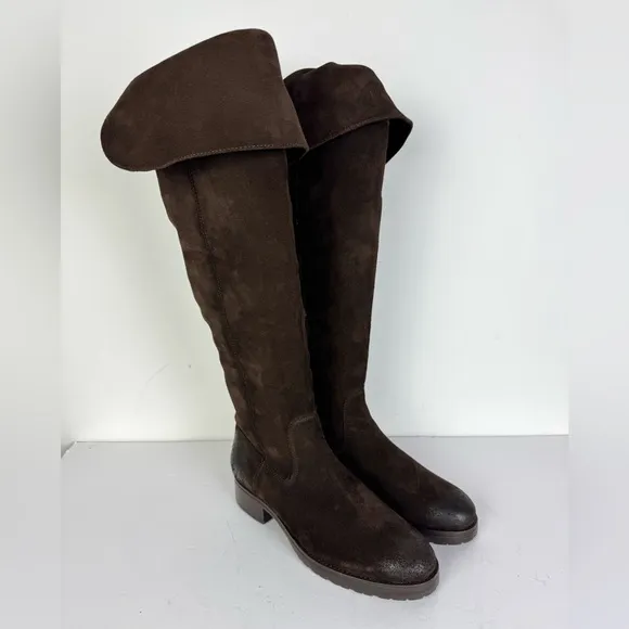 FRYE Chocolate Brown Melissa Over the Knee Suede Boots Size 6 B NEW