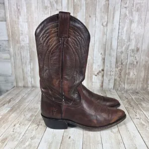 Frye Classic Western Cowboy Boots Brown Leather Pointed Toe Ranch Boots Size 8.5