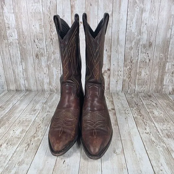 Frye Classic Western Cowboy Boots Brown Leather Pointed Toe Ranch Boots Size 8.5