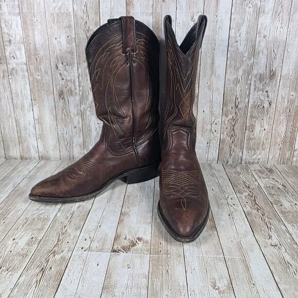 Frye Classic Western Cowboy Boots Brown Leather Pointed Toe Ranch Boots Size 8.5