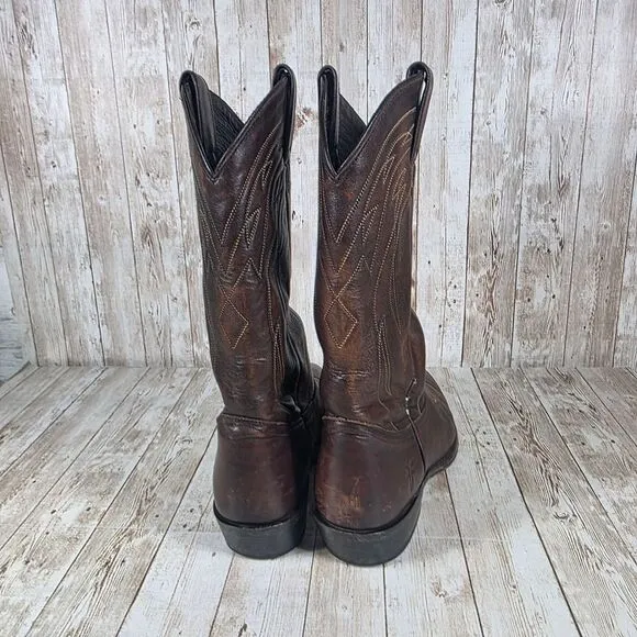 Frye Classic Western Cowboy Boots Brown Leather Pointed Toe Ranch Boots Size 8.5