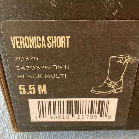 FRYE GUNMETAL AND SILVER MOTO LEATHER BOOTS.   NEW IN BOX