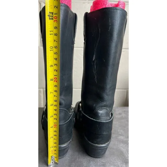 FRYE Harness Women's Size 6.5 Black Leather Pull On Biker Boots
