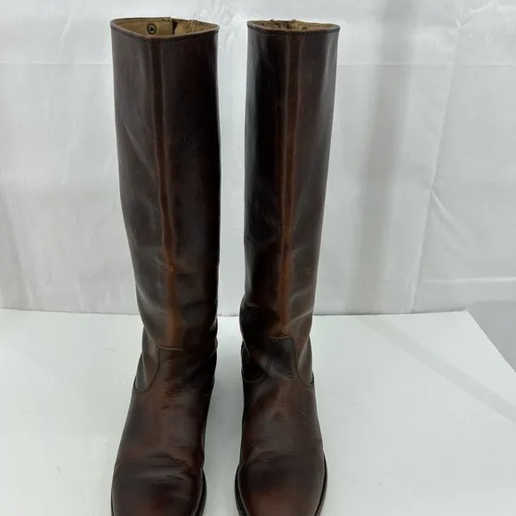 Frye Melissa Brown Leather Button Back Riding Boots Size 9