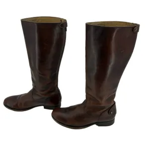 Frye Melissa Brown Leather Button Back Riding Boots Size 9