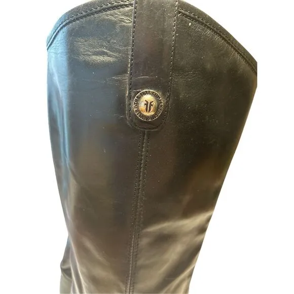 Frye Melissa Button Tall Riding Boots Extended Calf Black Leather Womens 77167 S