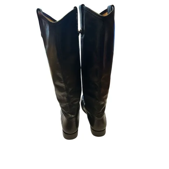 Frye Melissa Button Tall Riding Boots Extended Calf Black Leather Womens 77167 S