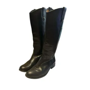 Frye Melissa Button Tall Riding Boots Extended Calf Black Leather Womens 77167 S