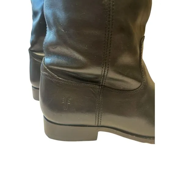 Frye Melissa Button Tall Riding Boots Extended Calf Black Leather Womens 77167 S