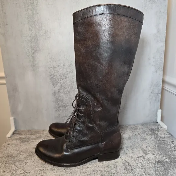 Frye Melissa Riding Lace Up Women’s Size 7 B Brown Leather Boots Euro 37.5 $438