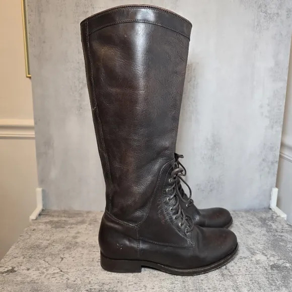Frye Melissa Riding Lace Up Women’s Size 7 B Brown Leather Boots Euro 37.5 $438