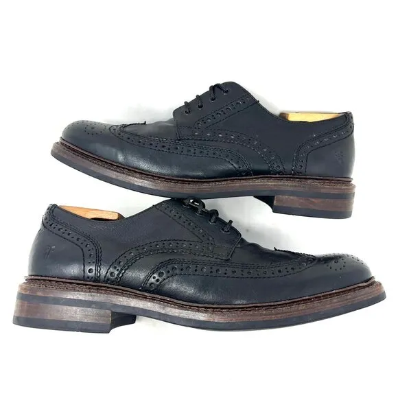 Frye Men’s Graham Wingtip Oxford Brogue Sz 11 Black Leather Lace Casual Shoe GUC