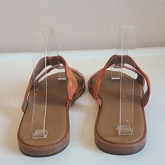 Frye Mira Wave Leather Slide Slip On Two Strap Sandals Pink Orange Size 7.5