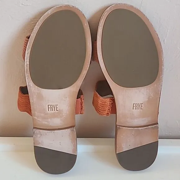 Frye Mira Wave Leather Slide Slip On Two Strap Sandals Pink Orange Size 7.5