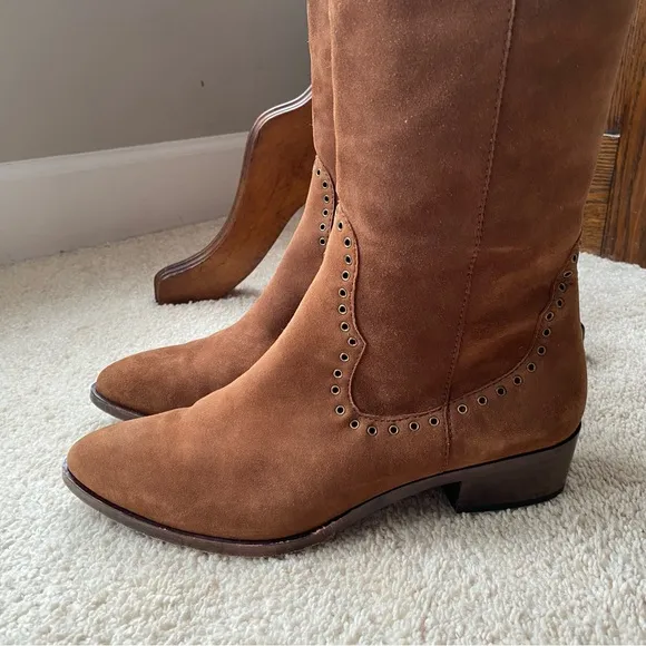 Frye Ray Grommet Brown Suede Women's Boots 9.5 NWOT