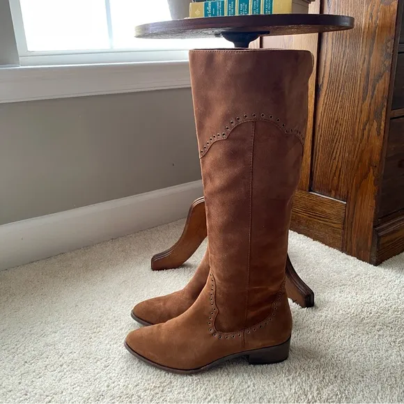 Frye Ray Grommet Brown Suede Women's Boots 9.5 NWOT