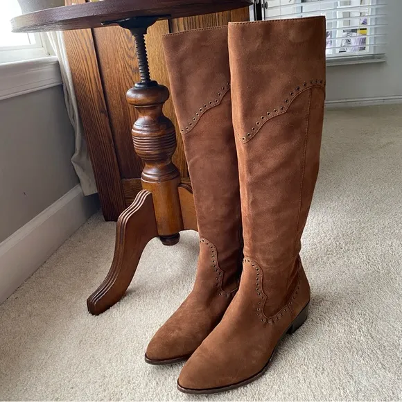 Frye Ray Grommet Brown Suede Women's Boots 9.5 NWOT