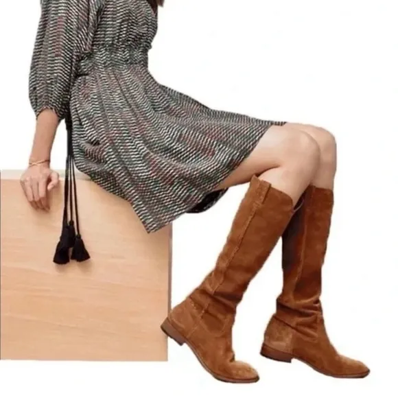Frye Ray Grommet Brown Suede Women's Boots 9.5 NWOT