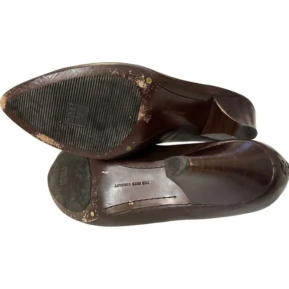 Frye Regina Dark Brown Preppy Leather Pumps Business Casual Heels Shoes Sz 11