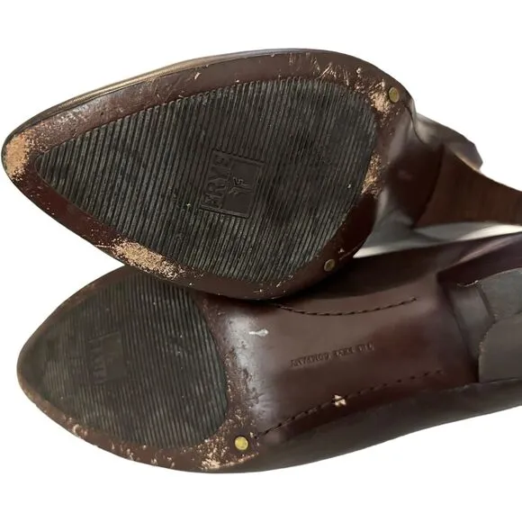 Frye Regina Dark Brown Preppy Leather Pumps Business Casual Heels Shoes Sz 11