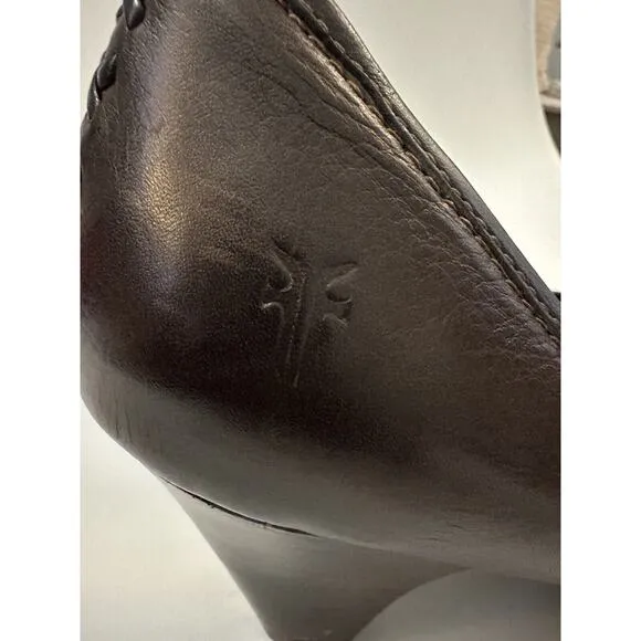 Frye Regina Dark Brown Preppy Leather Pumps Business Casual Heels Shoes Sz 11