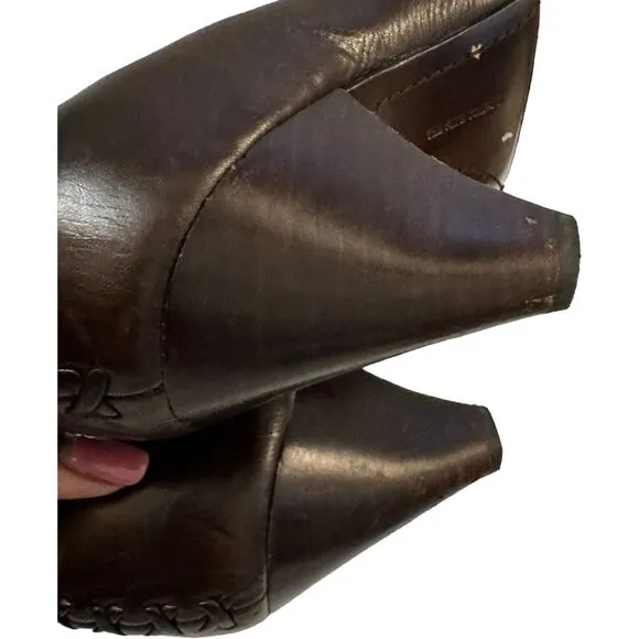 Frye Regina Dark Brown Preppy Leather Pumps Business Casual Heels Shoes Sz 11