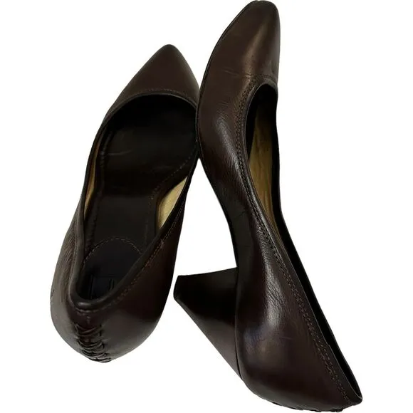 Frye Regina Dark Brown Preppy Leather Pumps Business Casual Heels Shoes Sz 11
