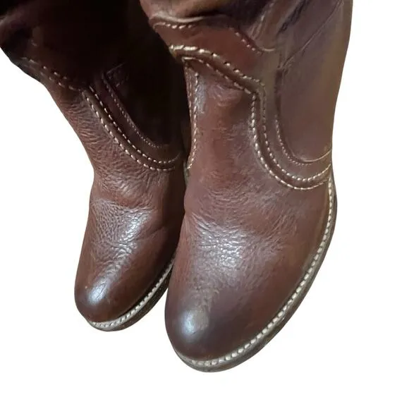 Frye Riding Boots Women's Size 8.5 B Redwood Leather Western 77230 Jane Stitch