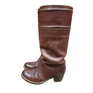 Frye Riding Boots Women's Size 8.5 B Redwood Leather Western 77230 Jane Stitch