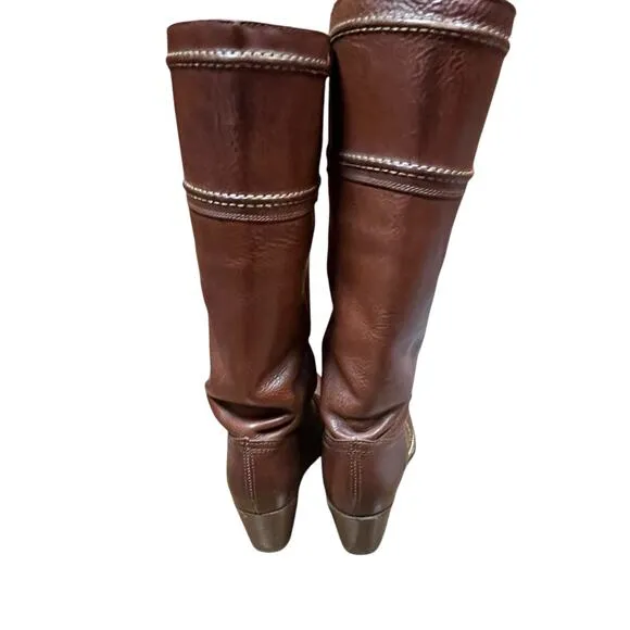 Frye Riding Boots Women's Size 8.5 B Redwood Leather Western 77230 Jane Stitch