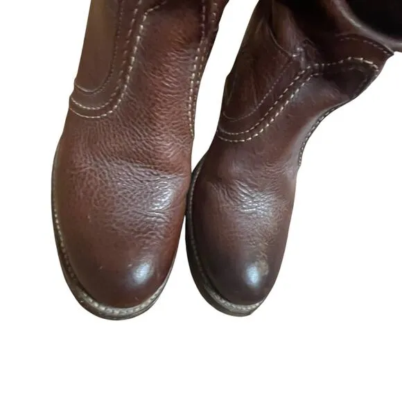 Frye Riding Boots Women's Size 8.5 B Redwood Leather Western 77230 Jane Stitch