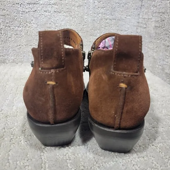 Frye Sacha Moto Shootie Womens Size 6.5B Brown Suede Side Zip Bootie Boots