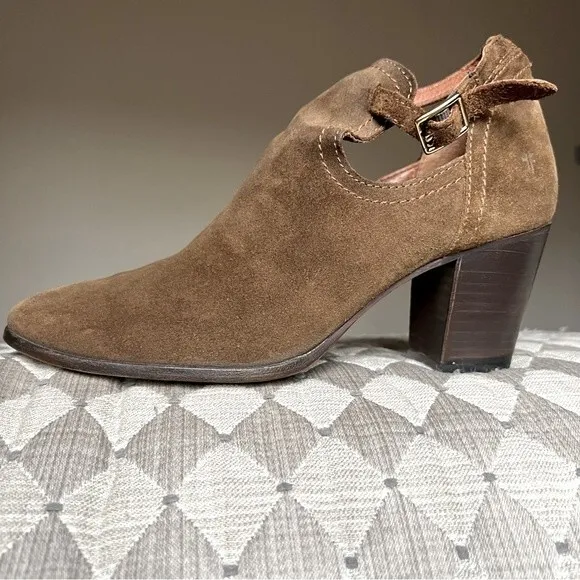 Frye Shootie Bootie Chestnut Brown Suede Meghan Ankle Boots Women’s Size 9