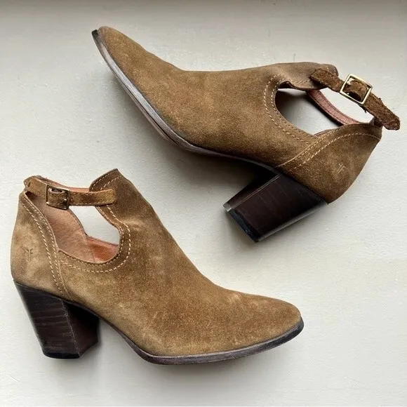 Frye Shootie Bootie Chestnut Brown Suede Meghan Ankle Boots Women’s Size 9