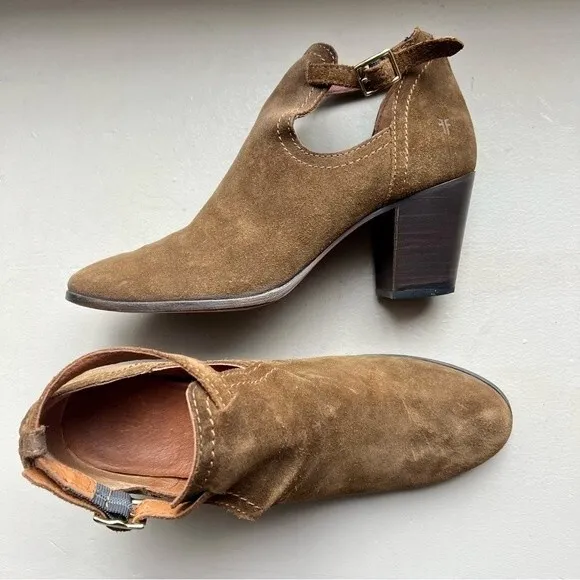 Frye Shootie Bootie Chestnut Brown Suede Meghan Ankle Boots Women’s Size 9