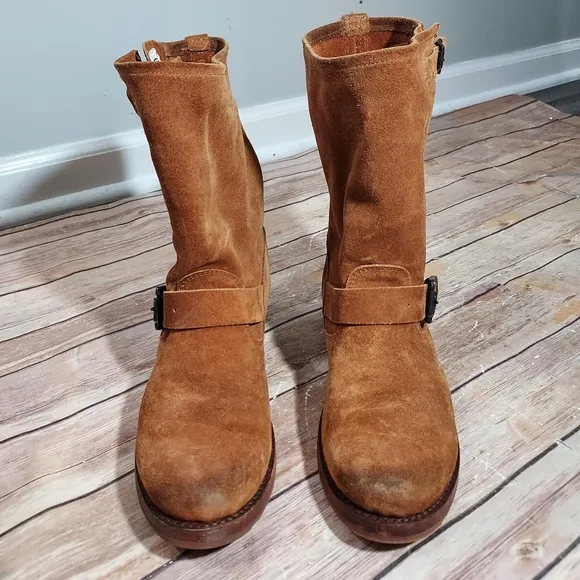 Frye Veronica Shortie Cognac oiled suede boots 8.5