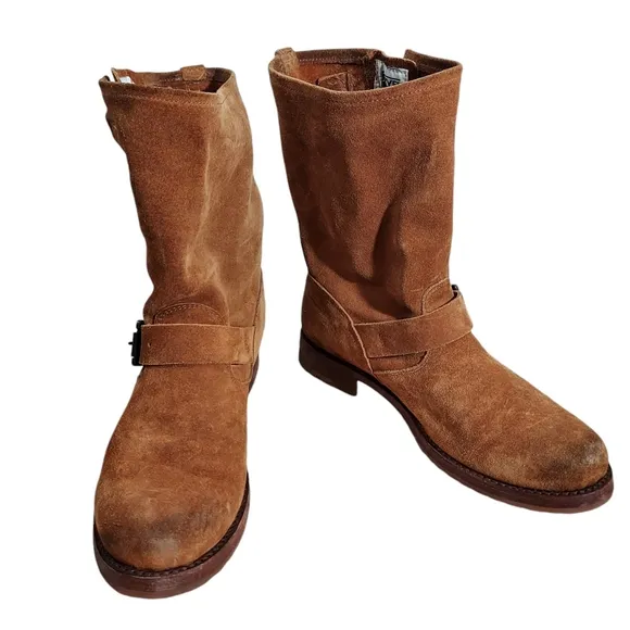 Frye Veronica Shortie Cognac oiled suede boots 8.5