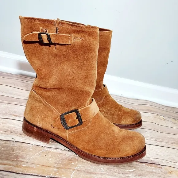 Frye Veronica Shortie Cognac oiled suede boots 8.5