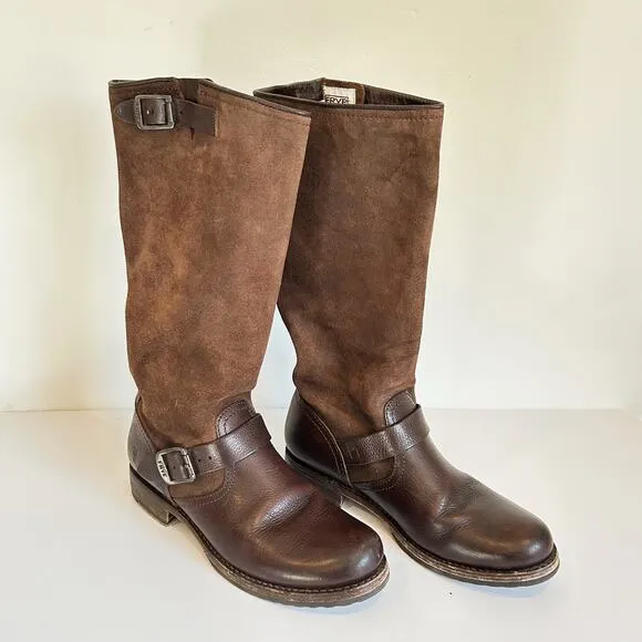 Frye Veronica Slouchy Suede Boots Brown Size 10