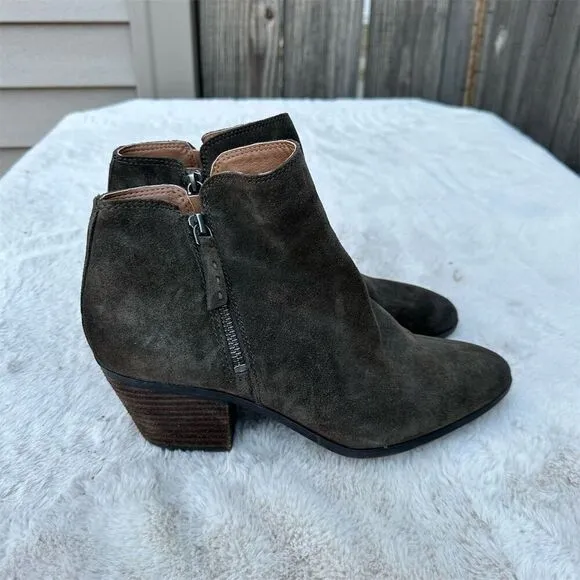 Frye Women's Judith Brown Suede Ankle Booties Size 8.5 Casual Zip