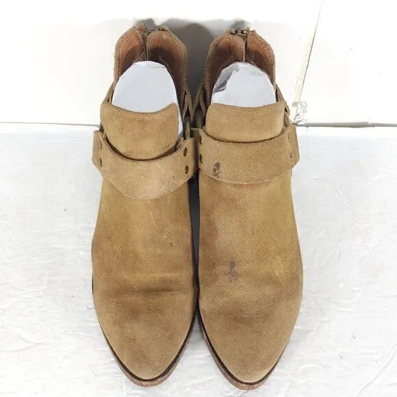 Frye Women's Ray Harness US 7M Brown Suede Back Zip Ankle Booties Boots