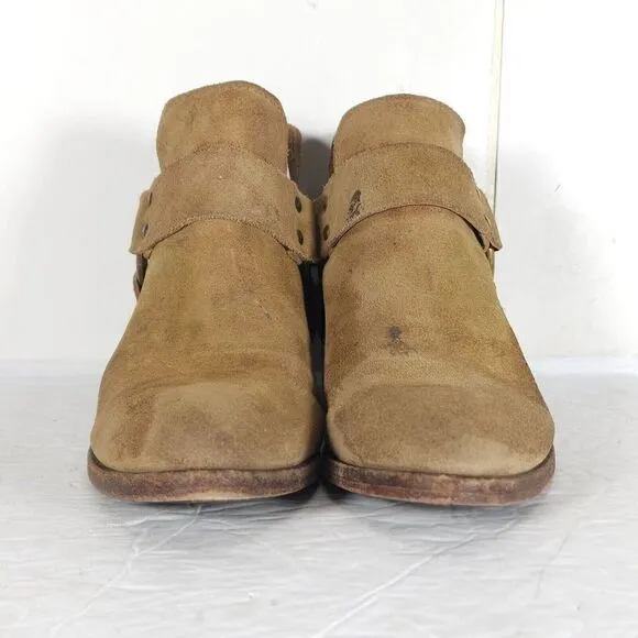 Frye Women's Ray Harness US 7M Brown Suede Back Zip Ankle Booties Boots
