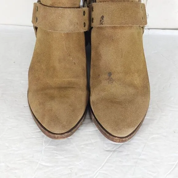 Frye Women's Ray Harness US 7M Brown Suede Back Zip Ankle Booties Boots