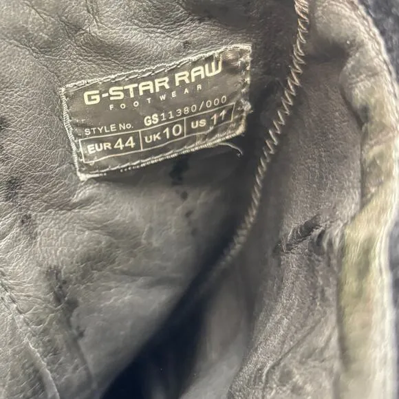 G-Star Raw Leather Biker Moto Moc Toe Boots Men's 11