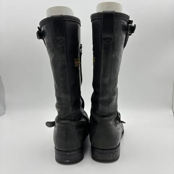 G-Star Raw Leather Biker Moto Moc Toe Boots Men's 11