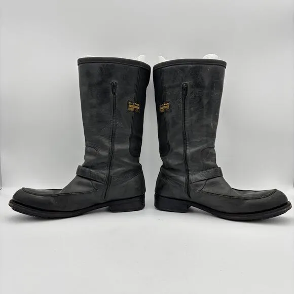 G-Star Raw Leather Biker Moto Moc Toe Boots Men's 11